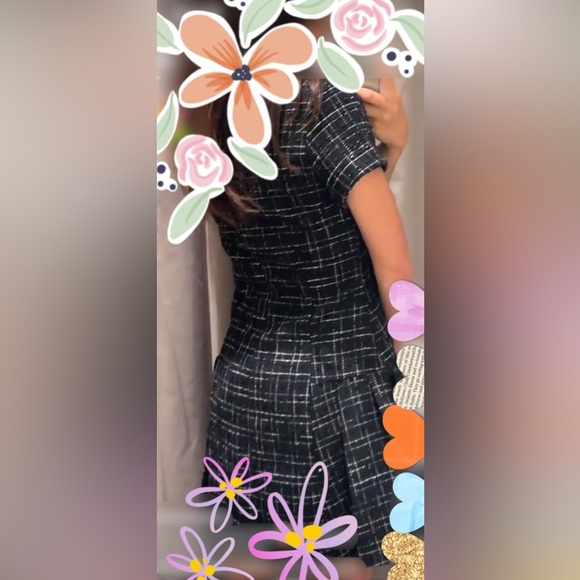 NWT Zara tweed black and white short sleeve dress XS - Picture 3 of 8